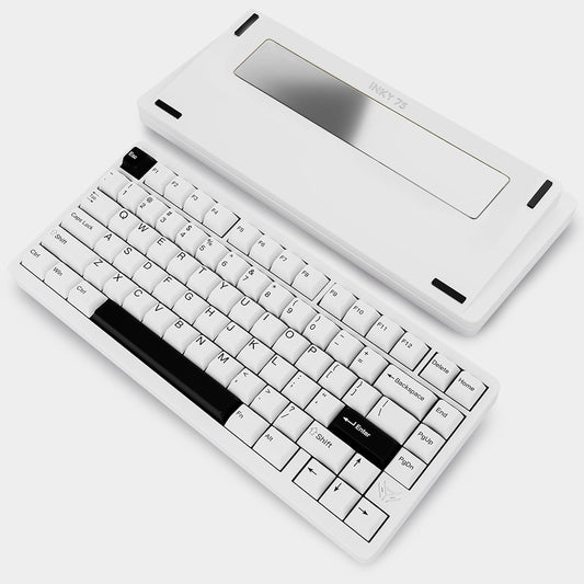 ELECFOX - MK INKY75 Mechanical Keyboard with Full Aluminum Wireless Mechanical Gaming Keyboard, 75% Layout Mechanical Key Board Bt/2.4G/Usb-C,Hot Swappable, Creamy Sounding, 75 Keys (Almost White) - Serious Techies