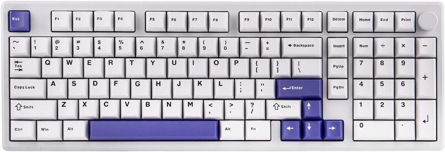 EPOMAKER - Galaxy100 QMK/VIA Wireless Mechanical Keyboard with 8000Mah Battery and Numpad, CNC Aluminum, Full Size Gaming Keyboard, Usb-C/Bt5.0/2.4Ghz (White Purple, Wisteria Linear Switch) - Serious Techies