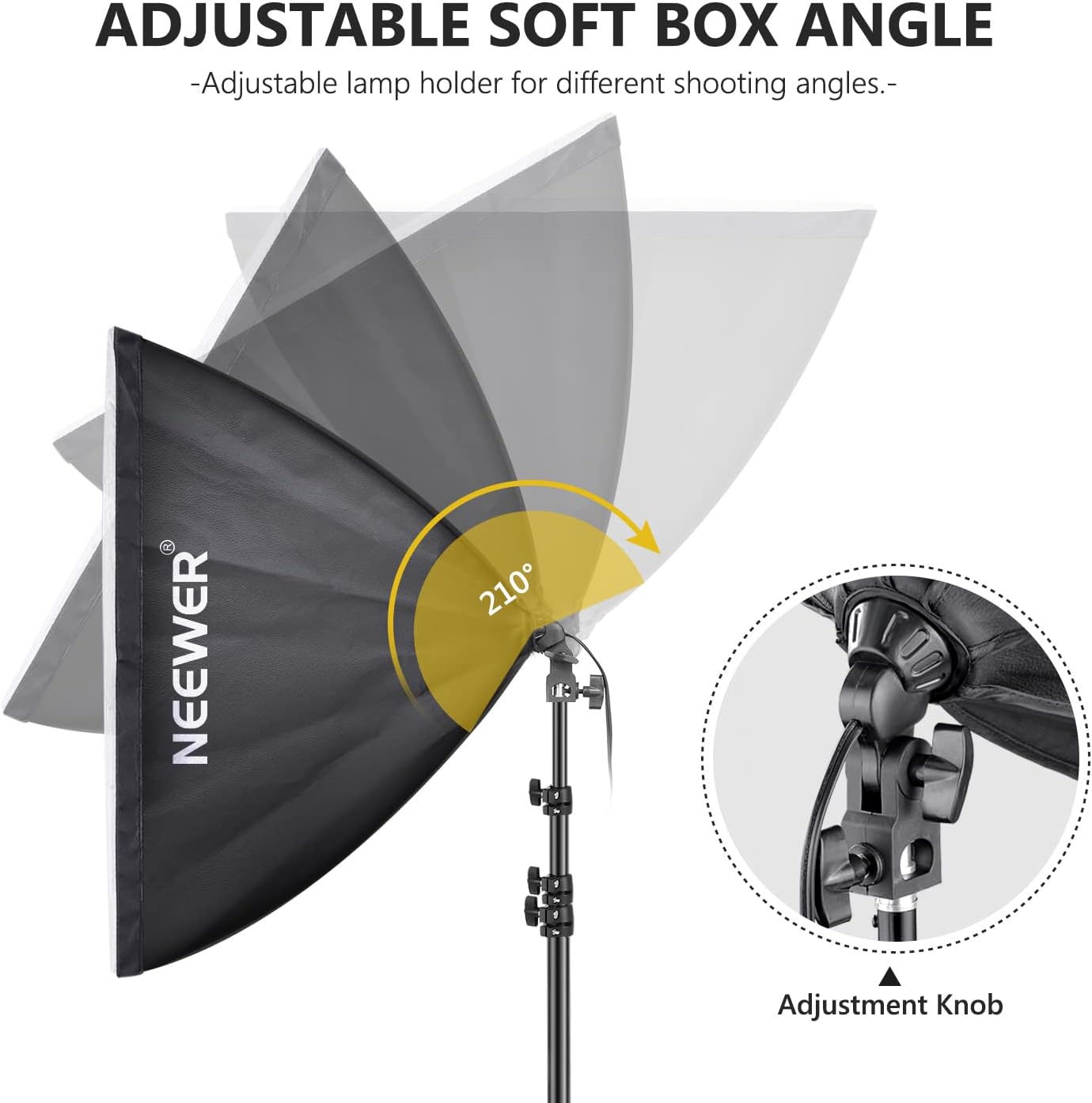 Neewer - 700W Equivalent Softbox Lighting Kit, 2Pack UL Certified 5700K LED Lighting Bulbs, 24X24 Inches Softboxes with E26 Socket, Photography Continuous Lighting Kit Photo Studio Equipment - Serious Techies