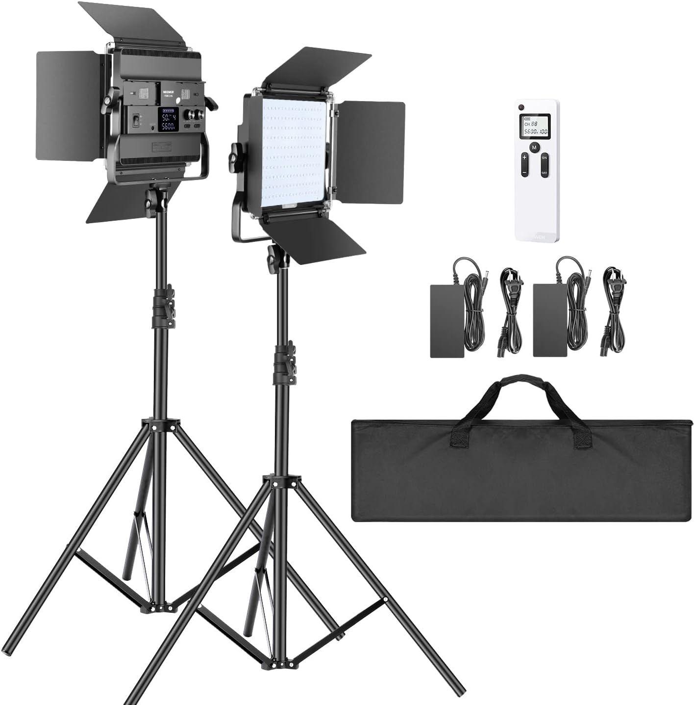 Upgraded 660 PRO II RGB LED Video Light with App Control & Tripod Stand Kit, 2 Pack 50W/1% Min Dimming/Cri97+/3200~5600K Key Lighting for Game Streaming Youtube Recording Studio Photography