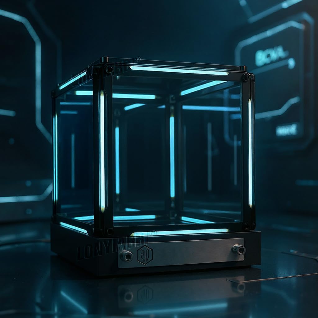 Lonyiabbi - Mirror Night Light – 4D Acrylic Cube LED Bedside Lamp, Abyss Effect Touch Dimmable Mood Light, Rechargeable USB-C Gamer Desk Decor, Futuristic Ambient Light for Bedroom - Serious Techies