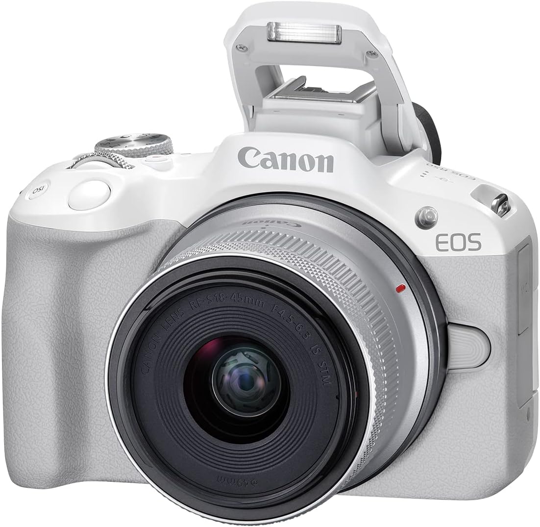 Canon - EOS R50 Mirrorless Camera Rf-S18-45Mm F4.5-6.3 Is STM Lens Kit, 24.2 Megapixel CMOS (APS-C) Sensor, 4K Video, Hybrid Camera, Photo and Video, Vlogging, Content Creator, RF Mount, White - Serious Techies