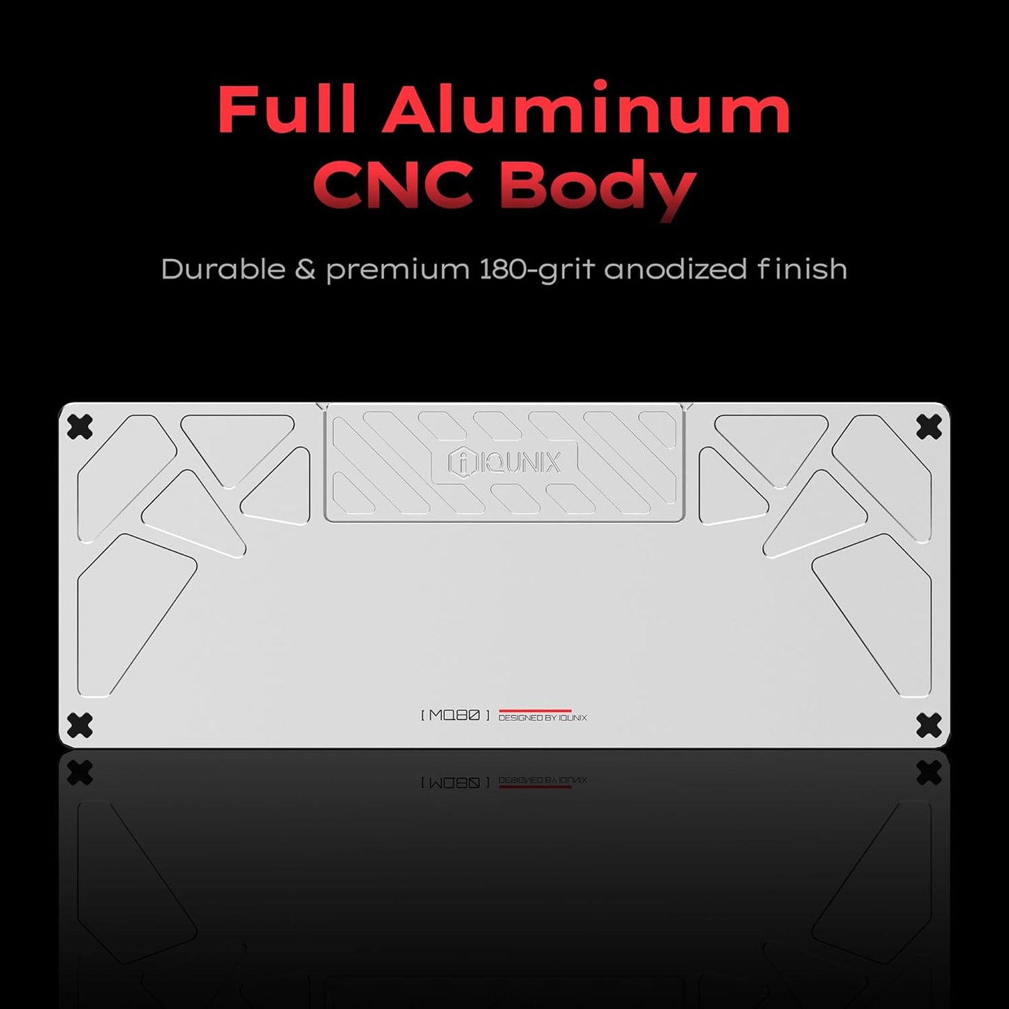 IQUNIX - MQ80 Low Profile Mechanical Keyboard for Work and Gaming Tri Mode Wireless Wired CNC Aluminum Hot Swappable RGB Backlit Long Battery Life via Support (Silver) - Serious Techies