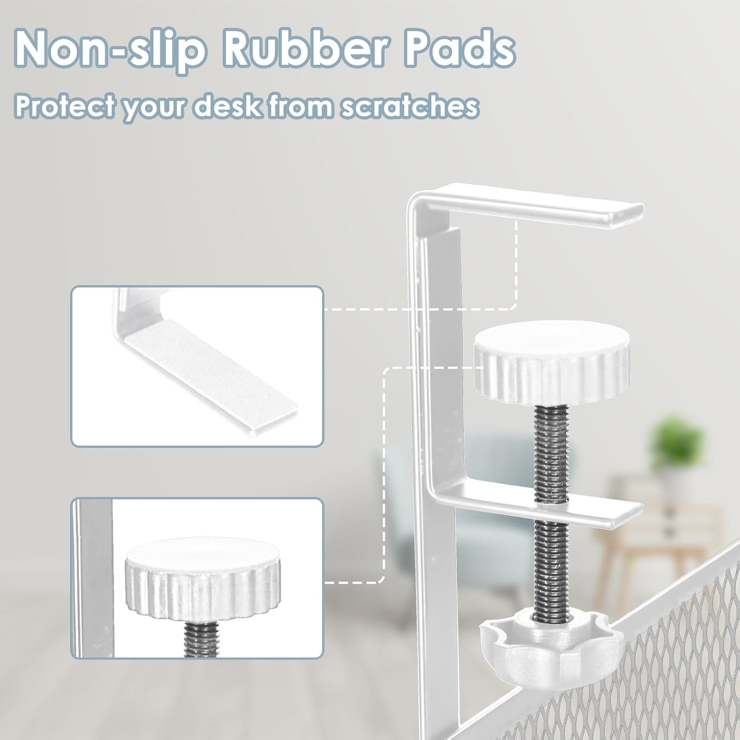 Mzmaxy - Cable Management, 25'' Cable Management under Desk No Drill, Metal Cord Organizer with Clamp for Standing Desk, Cable Organizer for Home Office, White - Serious Techies