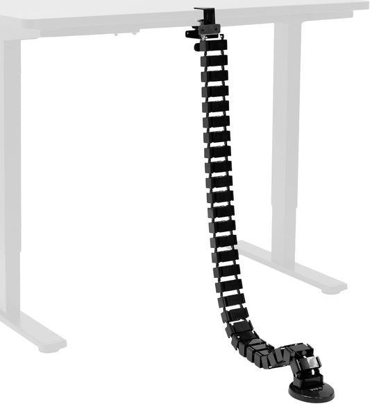 VIVO - No Drill Clamp-On Desk Vertebrae Cable Management Kit, Adjustable Quad Entry Flexible Cord Organizer for Home Office, Black, DESK-AC01P-B - Serious Techies