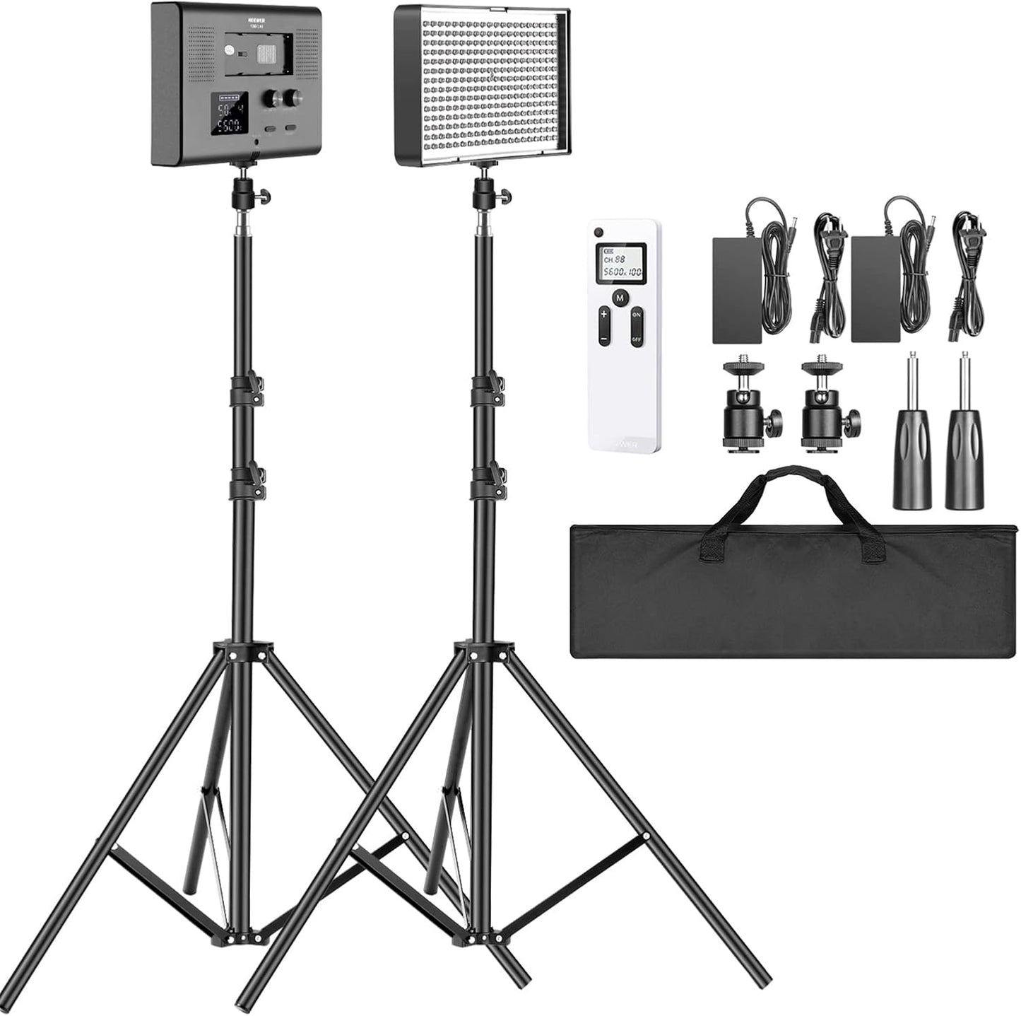 Upgraded 660 PRO II RGB LED Video Light with App Control & Tripod Stand Kit, 2 Pack 50W/1% Min Dimming/Cri97+/3200~5600K Key Lighting for Game Streaming Youtube Recording Studio Photography