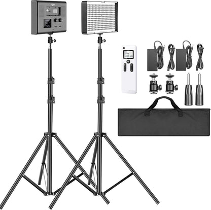 Upgraded 660 PRO II RGB LED Video Light with App Control & Tripod Stand Kit, 2 Pack 50W/1% Min Dimming/Cri97+/3200~5600K Key Lighting for Game Streaming Youtube Recording Studio Photography