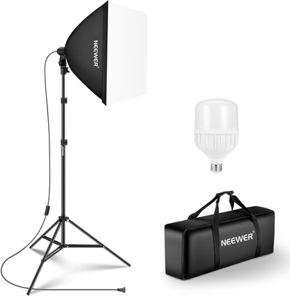 Neewer - 700W Equivalent Softbox Lighting Kit, 2Pack UL Certified 5700K LED Lighting Bulbs, 24X24 Inches Softboxes with E26 Socket, Photography Continuous Lighting Kit Photo Studio Equipment - Serious Techies
