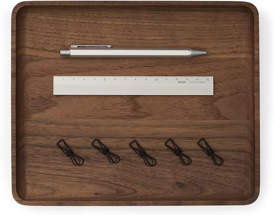 Oakywood - Handcrafted Wooden Catchall Tray - Wooden Desk Organiser - Made in the EU - Natural Wood Desktop Storage - Customizable in 3 Sizes - Natural Walnut - 24X20 Cm (9.4"X7.9") - Serious Techies