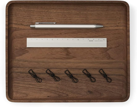 Oakywood - Handcrafted Wooden Catchall Tray - Wooden Desk Organiser - Made in the EU - Natural Wood Desktop Storage - Customizable in 3 Sizes - Natural Walnut - 24X20 Cm (9.4"X7.9") - Serious Techies