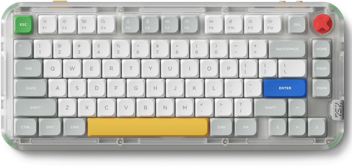Kick75 Wireless Low Profile Keyboard with Knob,75% Layout 80 Keys RGB Backlit, Hot Swappable Gaming Mechanical Keyboard with PBT Keycaps,Support BT/2.4G/USB-C (Blush Nano Switch)