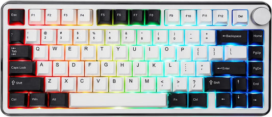 KiiBoom - Breeze 75 75% CNC Aluminum and Acrylic Mechanical Gaming Keyboard, Usb-C/Bt5.0/2.4Ghz Wireless Creamy Keyboard, with Gasket Structure, RGB, 8000Mah Battery for Win/Mac (Black) - Serious Techies