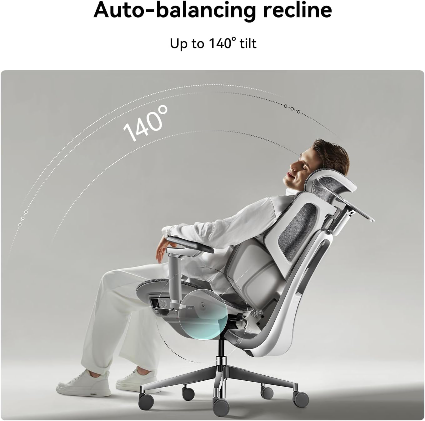 X7 Smart Ergonomic Chair, Office Chair, with Fully Automated Lumbar Tracking, 4D Adjustable Headrest, 720° Adjustable Armrests, Ventilated Seat Cushion, Swivel, Grey