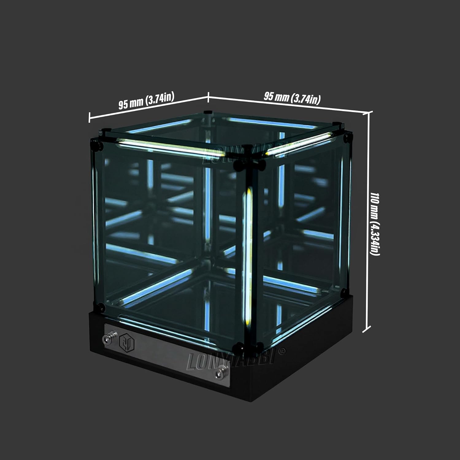Lonyiabbi - Mirror Night Light – 4D Acrylic Cube LED Bedside Lamp, Abyss Effect Touch Dimmable Mood Light, Rechargeable USB-C Gamer Desk Decor, Futuristic Ambient Light for Bedroom - Serious Techies
