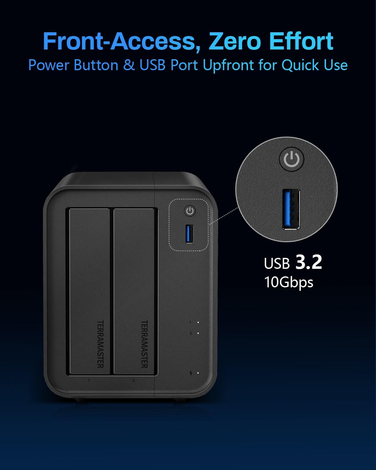 TERRAMASTER - F2-425 2-Bay NAS Storage - Intel X86 Quad-Core CPU, 4GB RAM, 2.5Gbe LAN, Network Attached Storage Multimedia Server for Home Users (Diskless) - Serious Techies