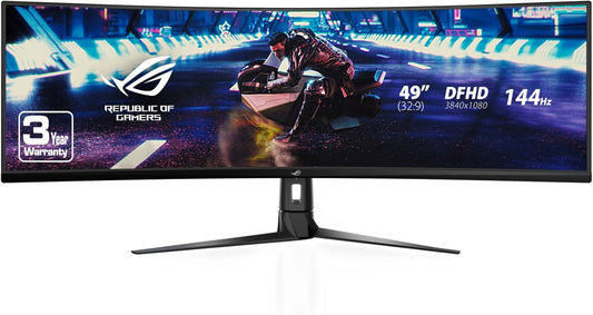ASUS - ROG Strix XG49VQ 49” Curved Gaming Freesync Monitor 144Hz Dual Full HD HDR Eye Care with DP HDMI Black - Serious Techies
