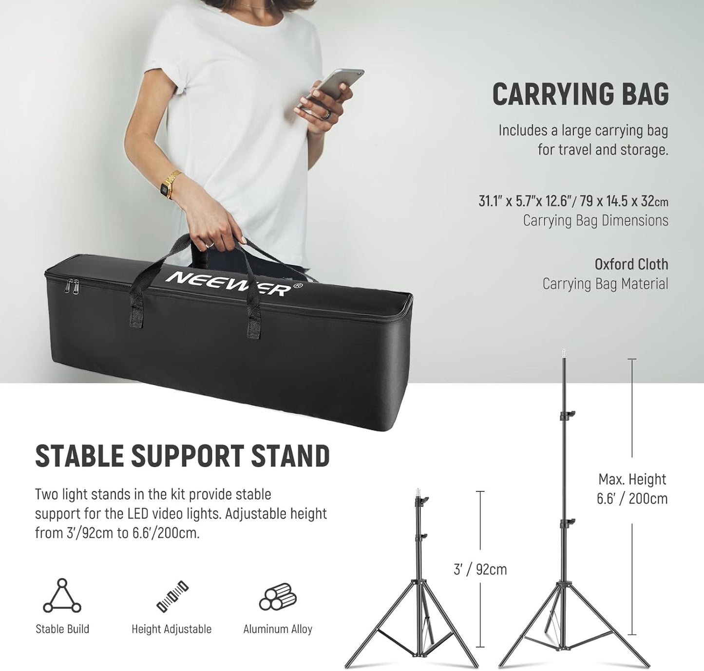 Upgraded 660 PRO II RGB LED Video Light with App Control & Tripod Stand Kit, 2 Pack 50W/1% Min Dimming/Cri97+/3200~5600K Key Lighting for Game Streaming Youtube Recording Studio Photography