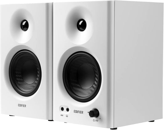 Edifier - MR4 Powered Studio Monitor Speakers, 4" Active Near-Field Monitor Speaker - White (Pair) - Serious Techies