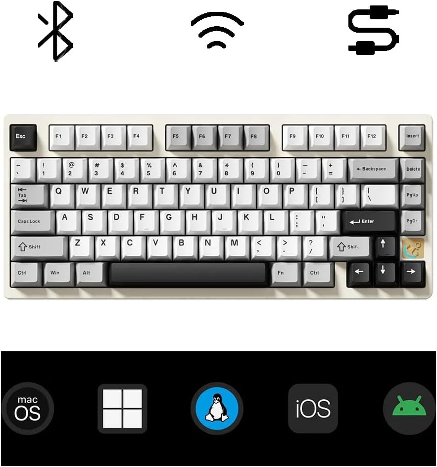 Weikav - Glacier Stars75S, Wireless/Wired, Detachable USB-C, Hot Swappable, CNC Aluminum Case, RGB Lighting, Pre-Built Mechanical Keyboard (Black Anodizing, Aviator Cable) - Serious Techies