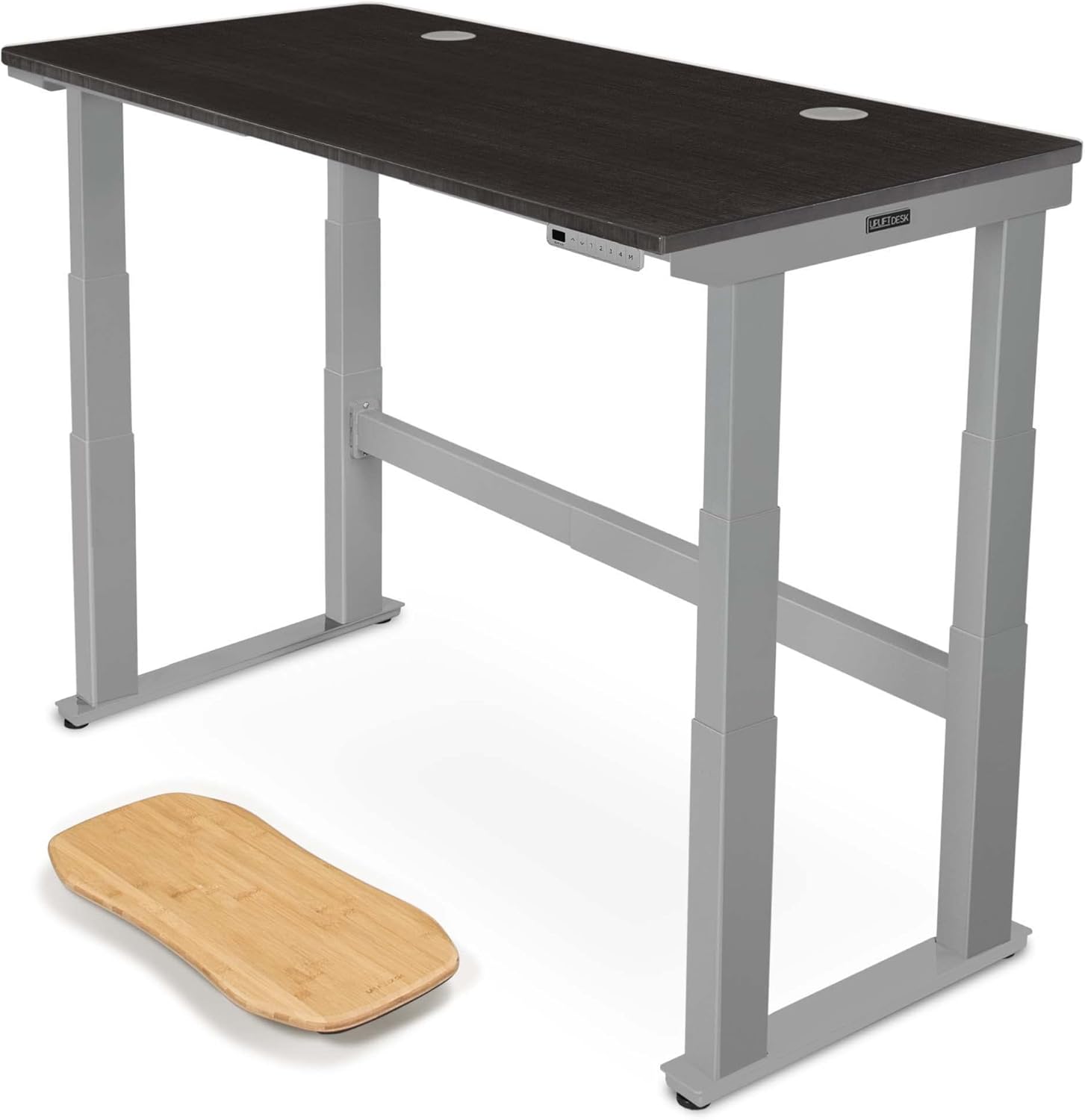Uplift - Bamboo Curve (60 X 30 Inch) Electric Standing Desk V2-Commercial (Black) 4-Leg Adjustable Stand up Desk, Advanced Keypad, Wire Grommets, Wire Management Tray, Bamboo Rocker-X Board - Serious Techies