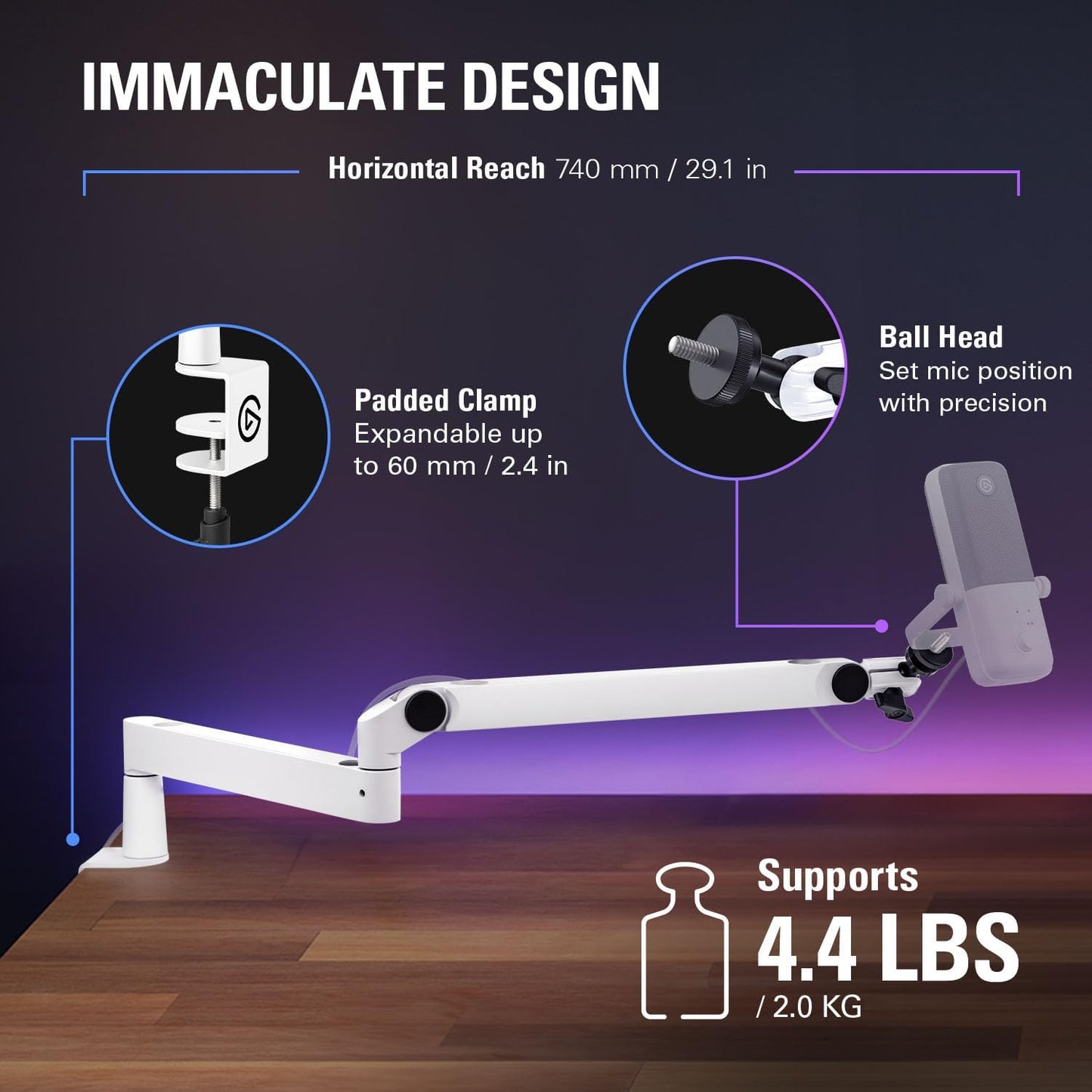 Elgato - Wave Mic Arm LP White - Premium Low Profile Microphone Arm with Cable Management, Desk Clamp, Versatile Mounting and Fully Adjustable, Perfect for Podcast, Streaming, Gaming, Home Office - Serious Techies