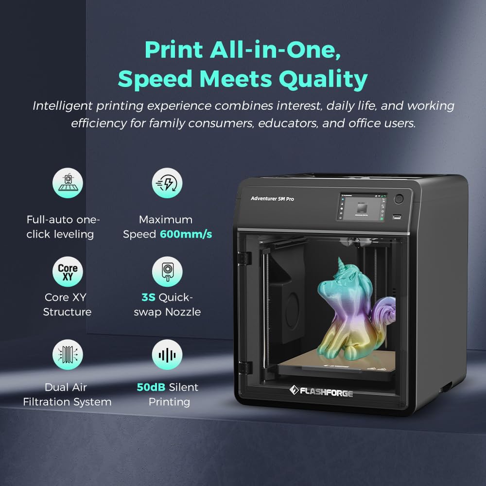 FLASHFORGE - AD5M Pro 3D Printer 600Mm/S High Speed & Precision, Full-Auto Calibration with 0.4&0.6Mm Nozzle Bundle, Corexy Structure & Auxiliary Chamber Cooling, ≤50 Db Quite Printing Camera Printers - Serious Techies