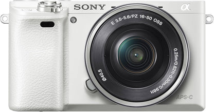 Sony - Alpha A6000 Mirrorless Camera with 16-50Mm Lens (Silver) + Lens Cap Keeper + Cleaning Kit - Serious Techies