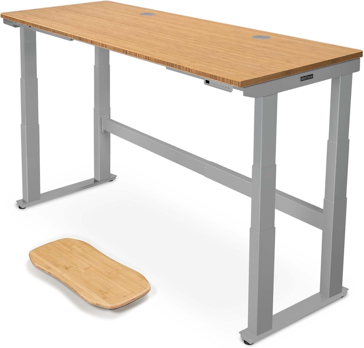 Uplift - Bamboo Curve (60 X 30 Inch) Electric Standing Desk V2-Commercial (Black) 4-Leg Adjustable Stand up Desk, Advanced Keypad, Wire Grommets, Wire Management Tray, Bamboo Rocker-X Board - Serious Techies
