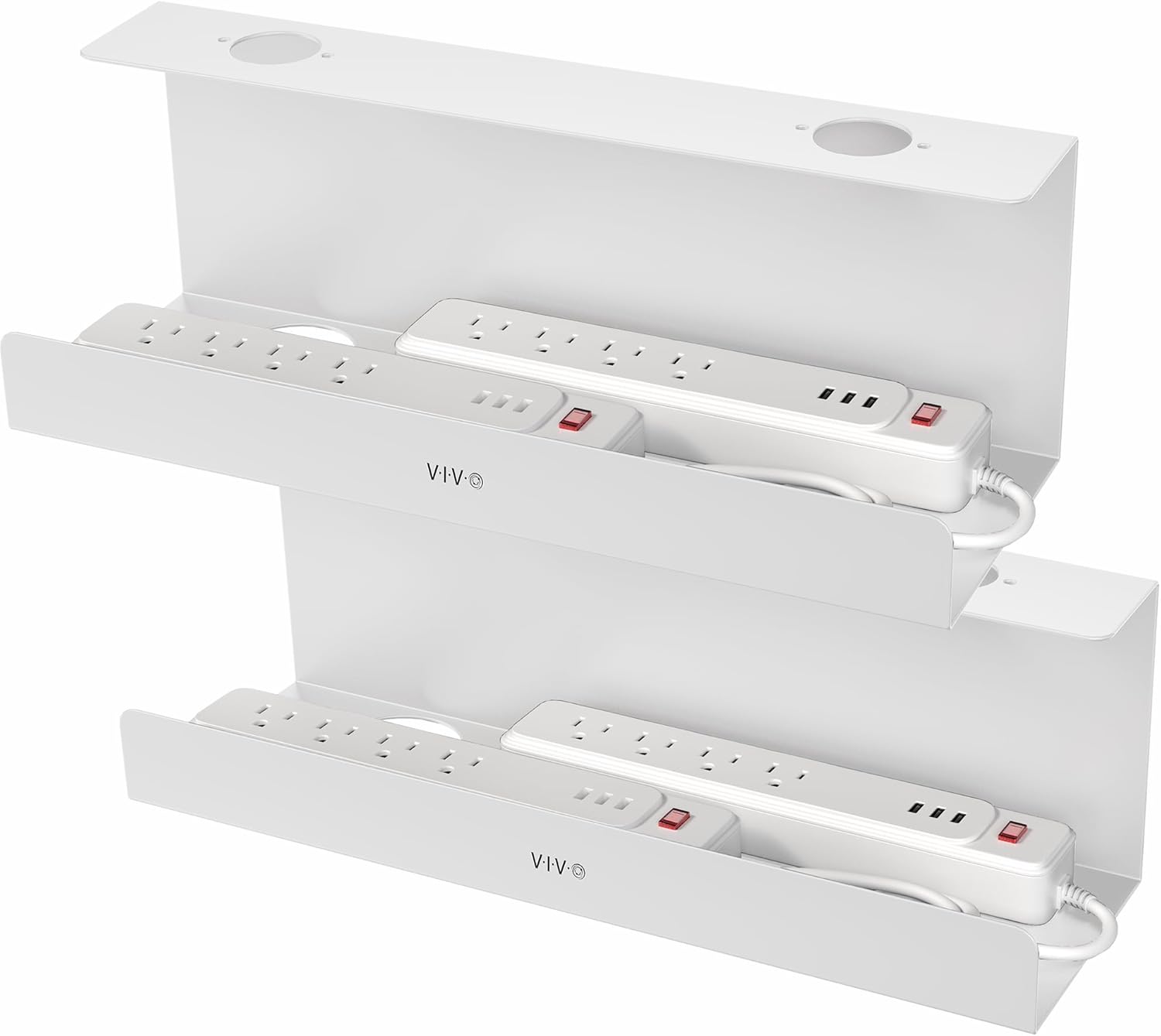 VIVO - Under Desk 17 Inch Cable Management Trays, Power Strip Holders, Cord Organizers, Wire Tamers for Office and Home, Black, 2 Pack, DESK-AC06-2C - Serious Techies