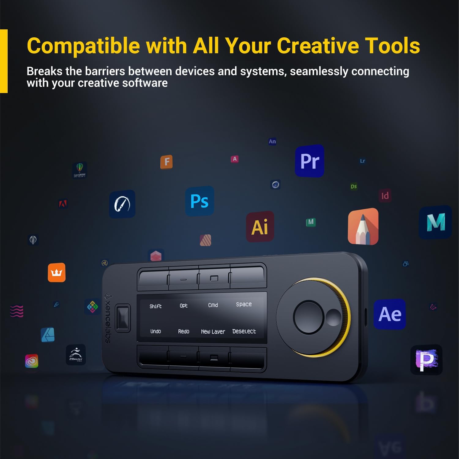 XENCELABS - Quick Keys for PC, Macbook, Desktop, Drawing Tablet, MacroPad, Pen Display, OLED Display, 44 Customizable Shortcuts Keydail for Digital Drawing, Video Editing, Photo Retouching, Windows/Macos