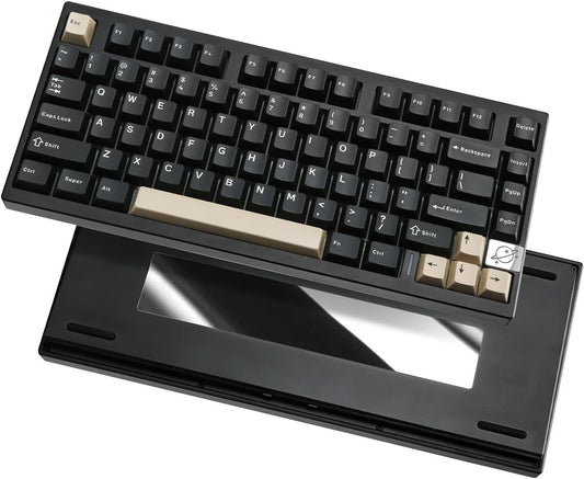 YUNZII - AL75 PRO 75% Wireless Mechanical Gaming Keyboard,Full Aluminum Cnc,Bt/2.4G/Wired,Pbt Keycaps,Gasket Mounted Hot Swap,Custom RGB Backlight, Programmable for Mac/Win (Black, Cocoa Cream V2) - Serious Techies