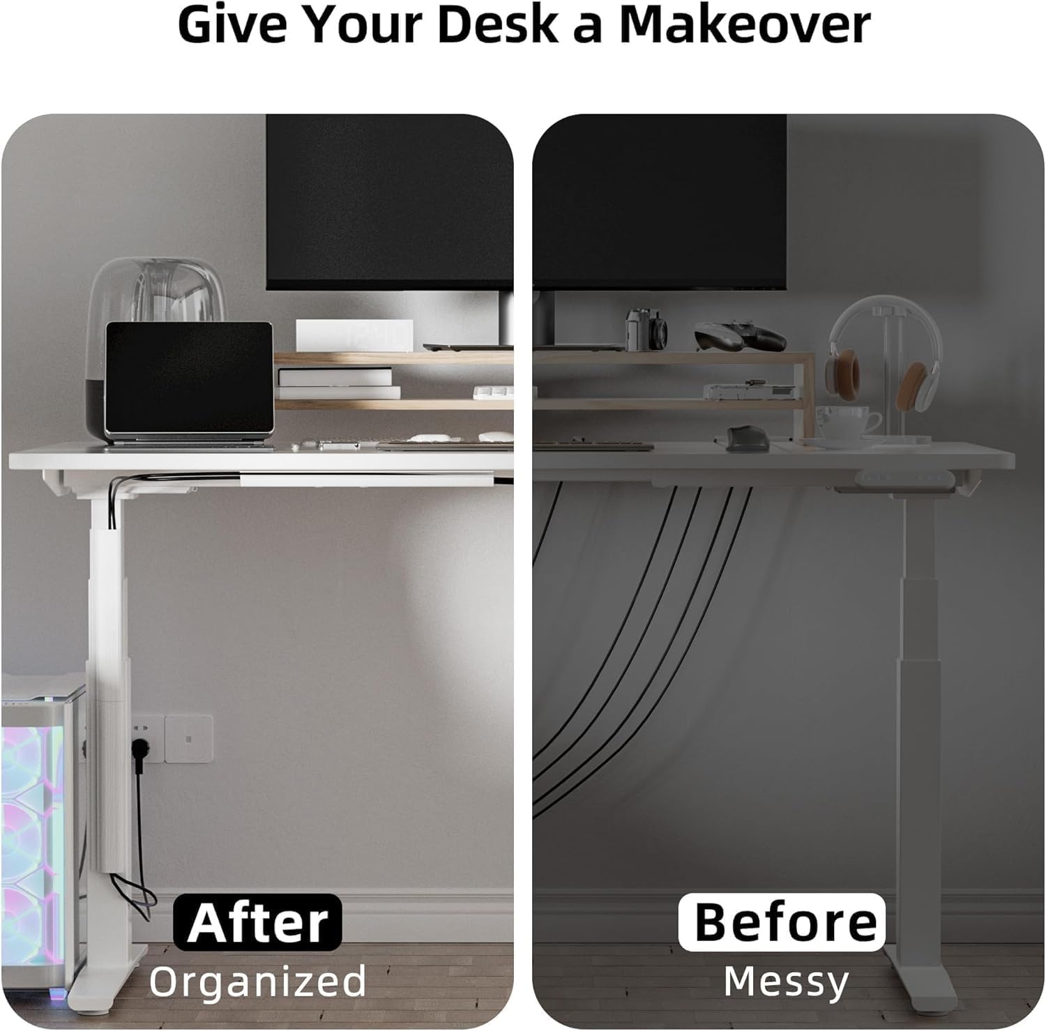 Yecaye - 157In Cable Management, Cord Organizer,Easy Install Self-Adhesive Cable Organizer,Cord Management, Desk Wire Holder for Office Organization,Child and Pet Proofing, White - Serious Techies