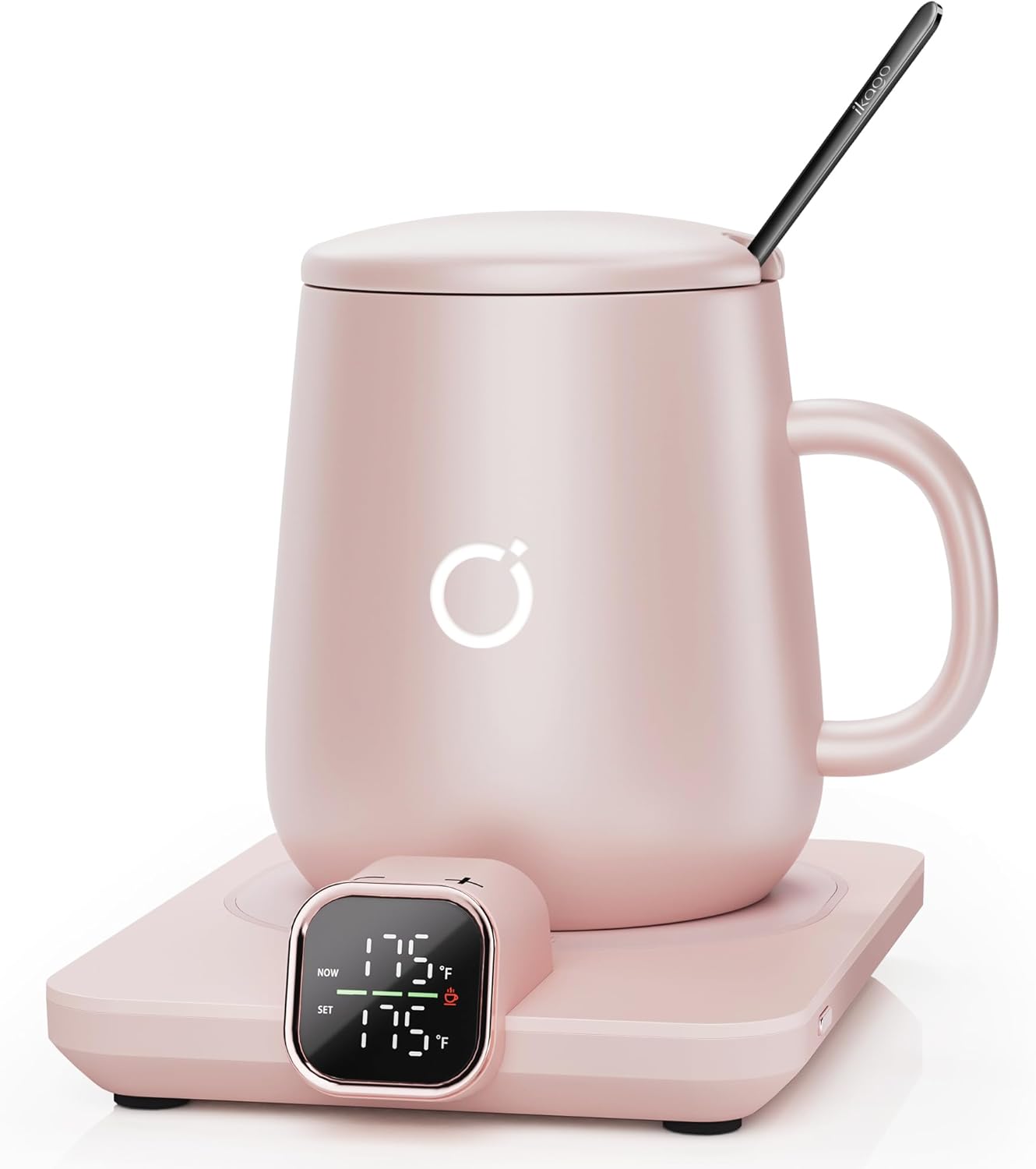 Ikago - Coffee Mug Warmer Set, Temperature Control Smart Heated Mug for Desk, Electric Coffee Warmer with Auto Shut off & Real-Time Temp Display, Gifts for Men Women, 15Oz, Black - Serious Techies
