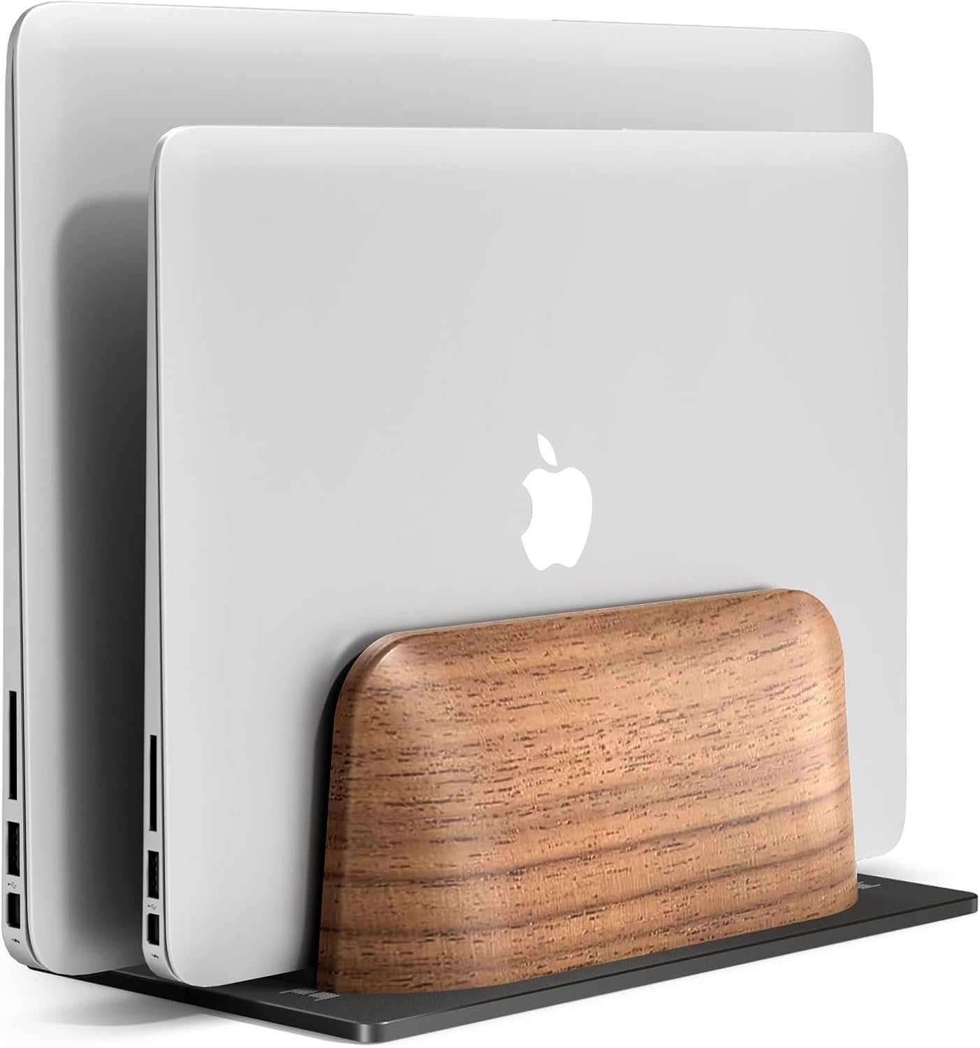 UPERGO - Vertical Laptop Stand, Dual Slot Wooden Laptop Holder Vertical for Desk, Width Adjustable Dock for Macbook Pro and Other Laptops - Serious Techies