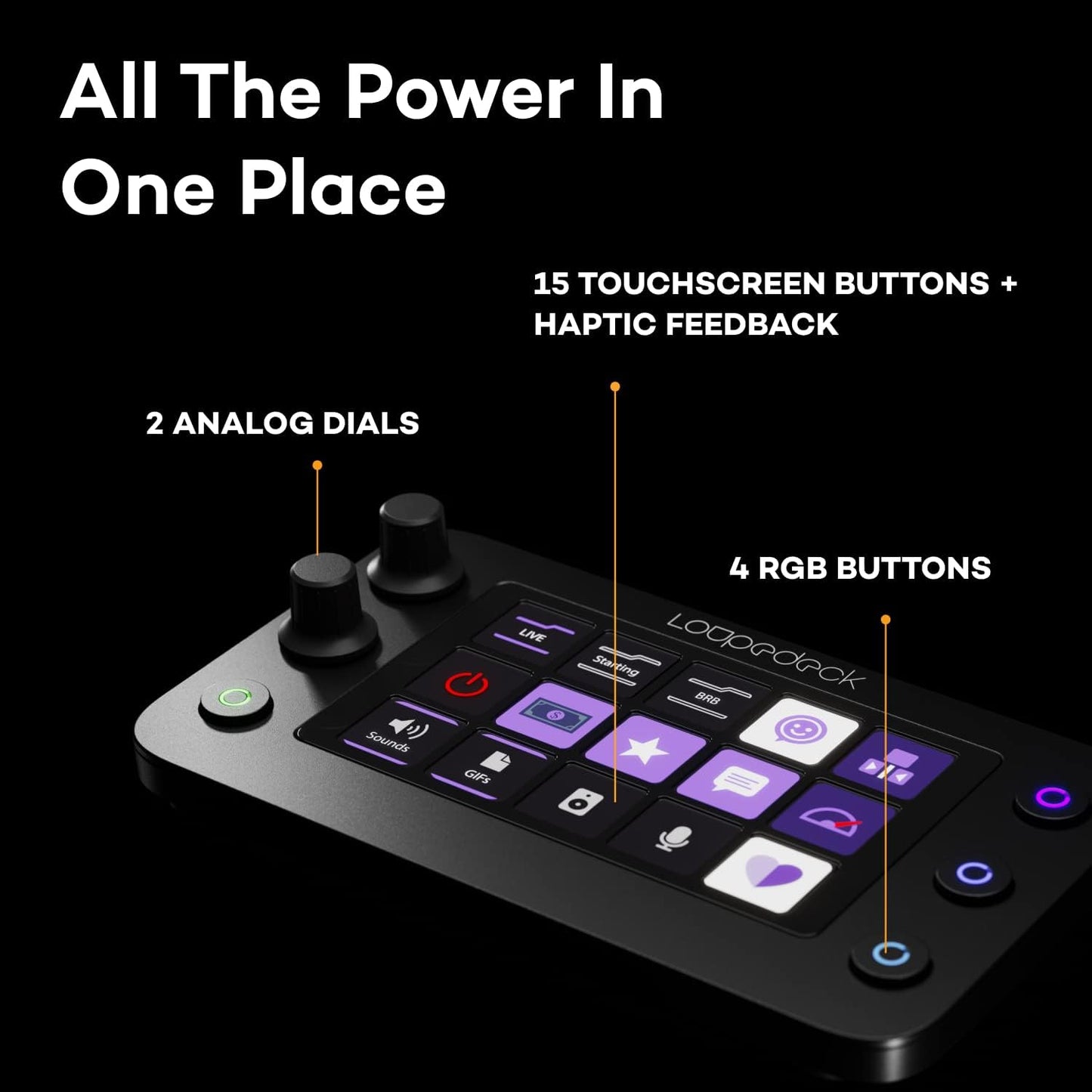 Loupedeck - Live S - the Streaming Console for Desktop Productivity, Full Stream Control and Content Creation with Customizable LED Touchscreen Buttons, Dials and RGB Buttons, Works with PC and Mac - Serious Techies