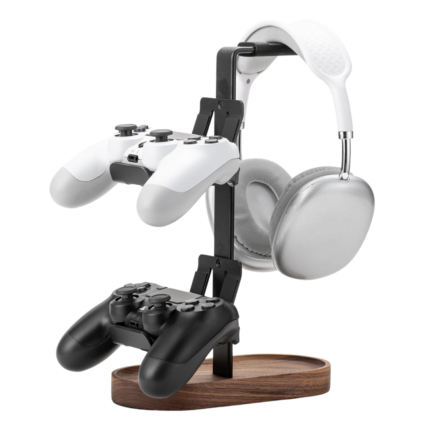 muso - 2-In-1 Gaming Controller Stand, Headphone Stand, Walnut Controller Stand, Desktop Headset Stand for Game Controllers and PC Earphone Accessories - Serious Techies