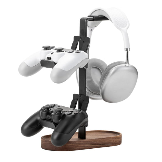muso - 2-In-1 Gaming Controller Stand, Headphone Stand, Walnut Controller Stand, Desktop Headset Stand for Game Controllers and PC Earphone Accessories - Serious Techies