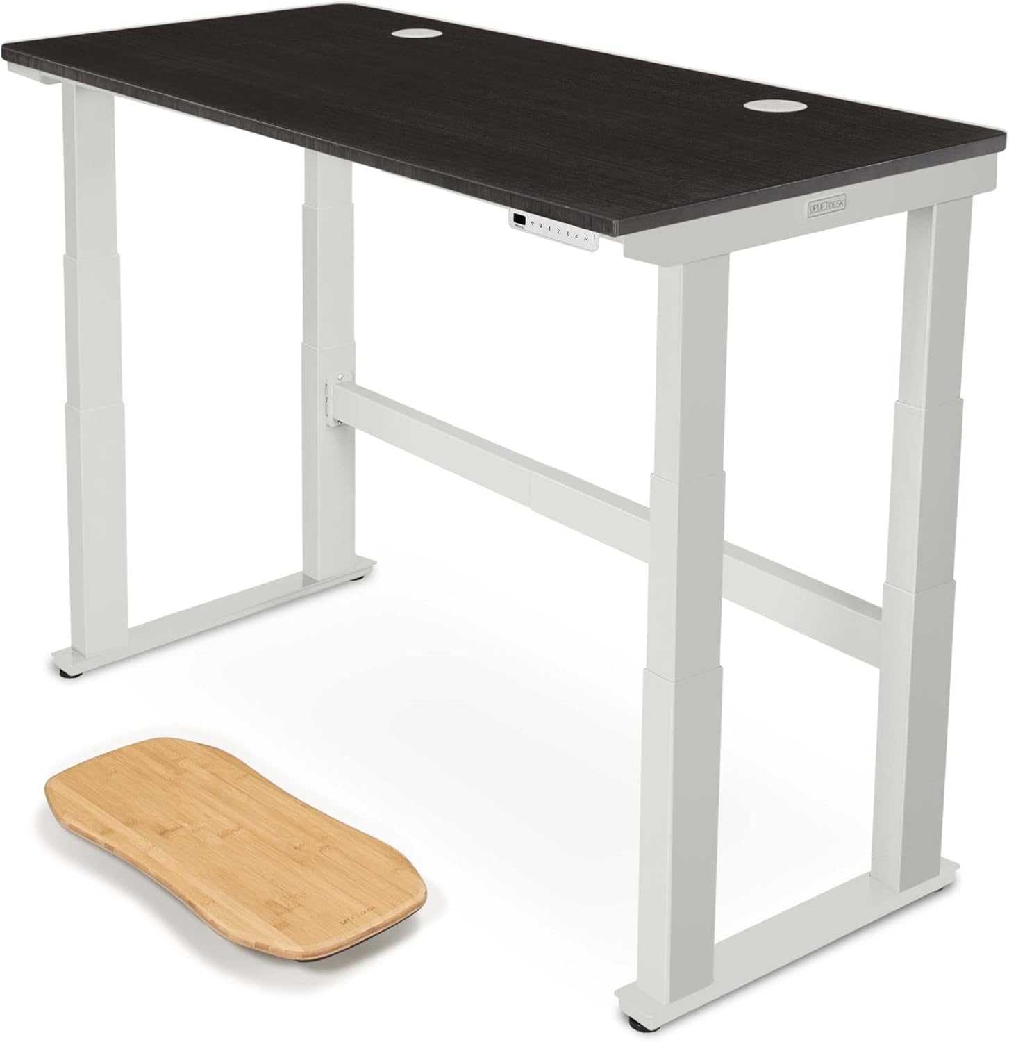 Uplift - Bamboo Curve (60 X 30 Inch) Electric Standing Desk V2-Commercial (Black) 4-Leg Adjustable Stand up Desk, Advanced Keypad, Wire Grommets, Wire Management Tray, Bamboo Rocker-X Board - Serious Techies