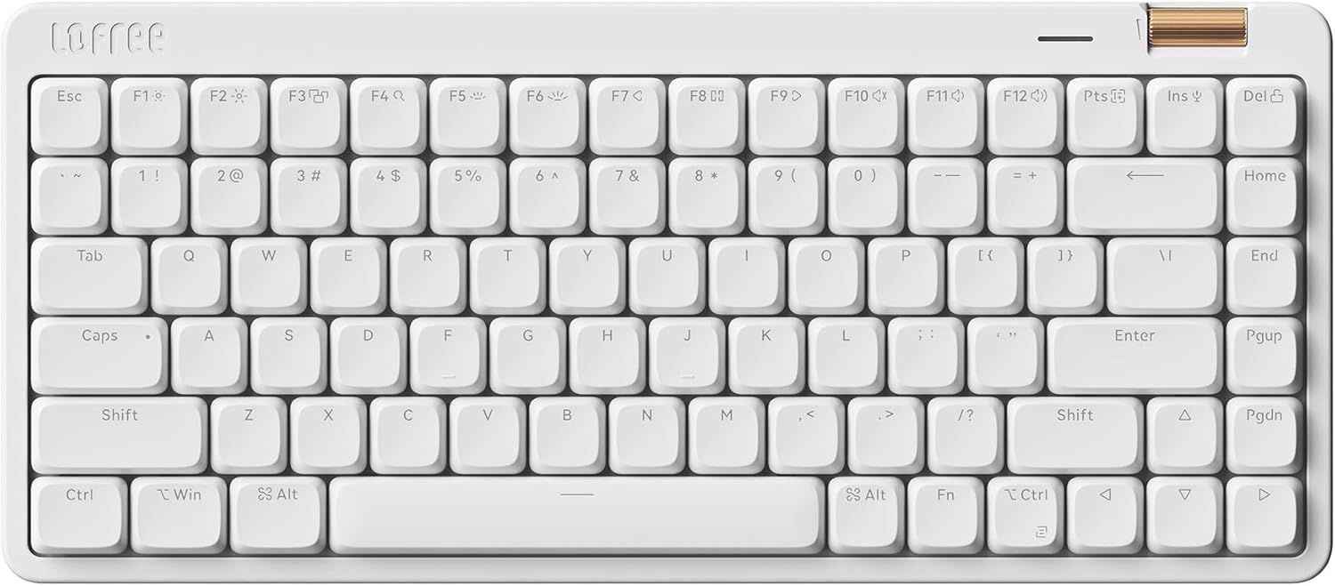 LOFREE - Flow Lite 84 Keys Low Profile Mechanical Keyboard, 75% Swappable Rechargeable Wireless Keyboard with 2.4G Receiver, Bluetooth and Wired Connection for Windows, Mac/Specter Linear Switches (Off-White)
