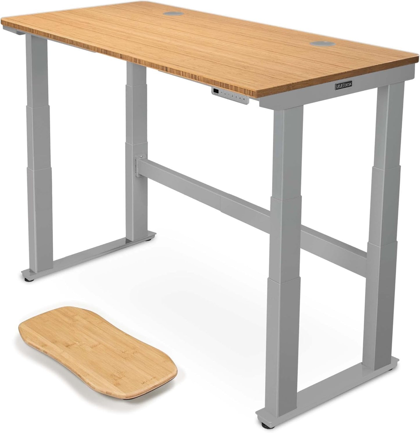 Uplift - Bamboo Curve (60 X 30 Inch) Electric Standing Desk V2-Commercial (Black) 4-Leg Adjustable Stand up Desk, Advanced Keypad, Wire Grommets, Wire Management Tray, Bamboo Rocker-X Board - Serious Techies