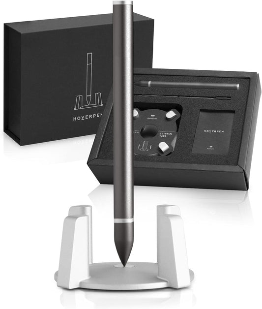 novium - Hoverpen Luxury Pen for Men & Women, Vertically Standing Executive Ballpoint Pen with Top Grade Free-Flowing Ink Refill, Metal Made, Unique Gifts, Luxury Pen for Men, Mens Gifts Ideas - Serious Techies