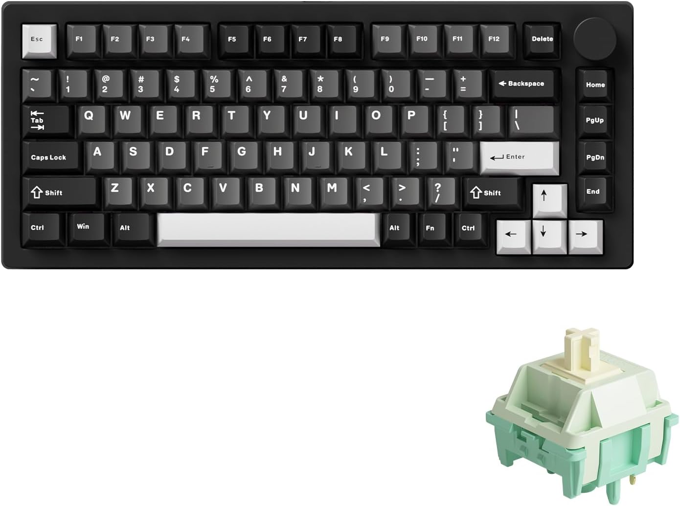MONSGEEK - M1 V5 Aluminum Mechanical Keyboard 75% Topographic Theme Quick Release Gaming Keyboard with Knob, 8000 Mah RGB Hot-Swappable Black Custom with Side-Printed Keycaps Pre Lubed Piano Switch