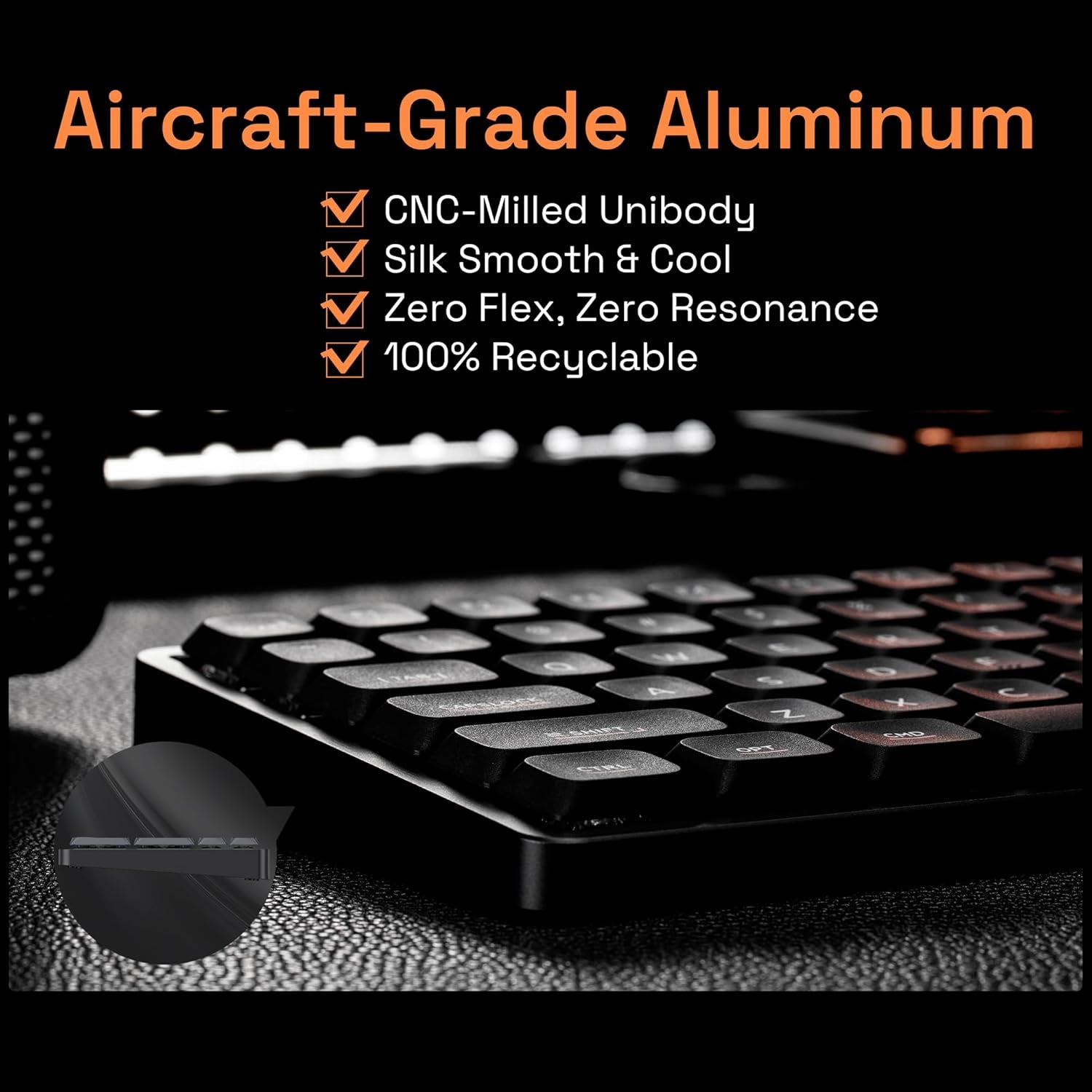 Magi75 Low Profile Wireless Mechanical Keyboard 75% Layout, Hot-Swappable, RGB Backlit, Full Aluminum, via Customizable, Mac/Windows/Linux, Tri-Mode