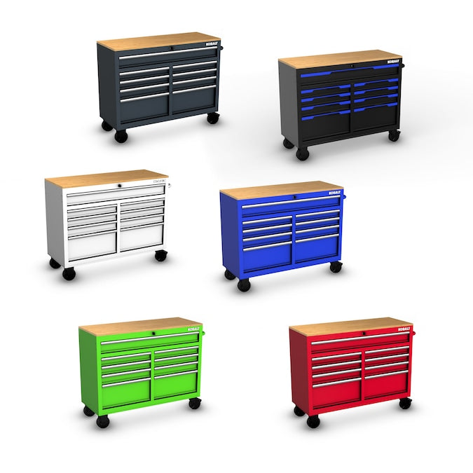 KOBALT - 46.1-In L X 37.2-In H 9 -Drawers Rolling Black Wood Work Bench - Serious Techies