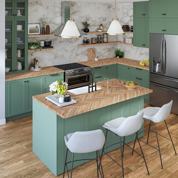 allen + roth - Unfinished 6-Ft X 39-In X 1.5-In Natural Chevron Acacia Wood Butcher Block Countertop - Serious Techies
