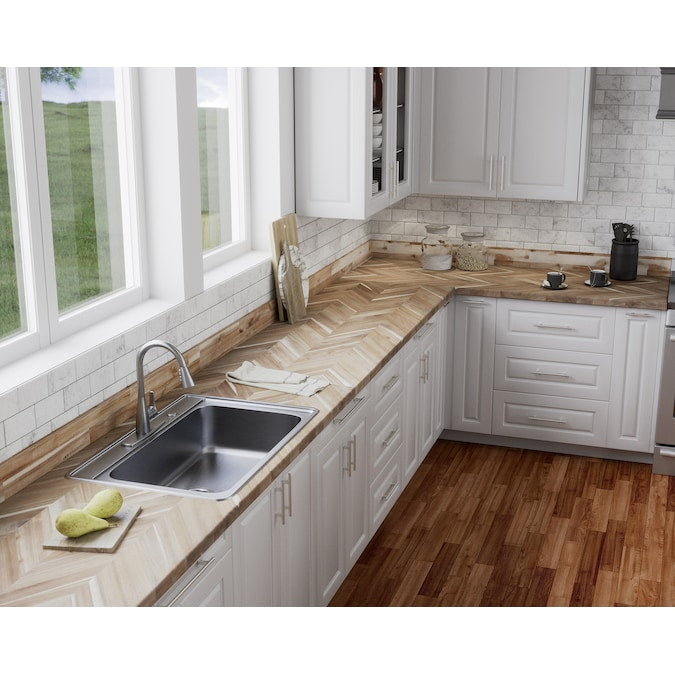 allen + roth - Unfinished 6-Ft X 39-In X 1.5-In Natural Chevron Acacia Wood Butcher Block Countertop - Serious Techies