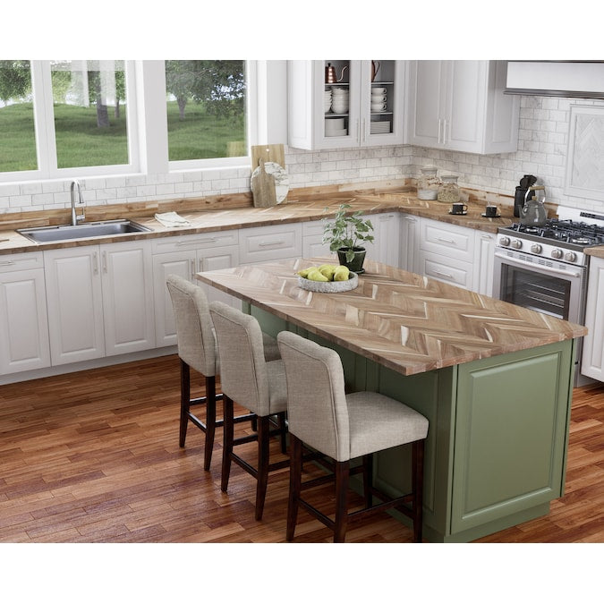 allen + roth - Unfinished 6-Ft X 39-In X 1.5-In Natural Chevron Acacia Wood Butcher Block Countertop - Serious Techies