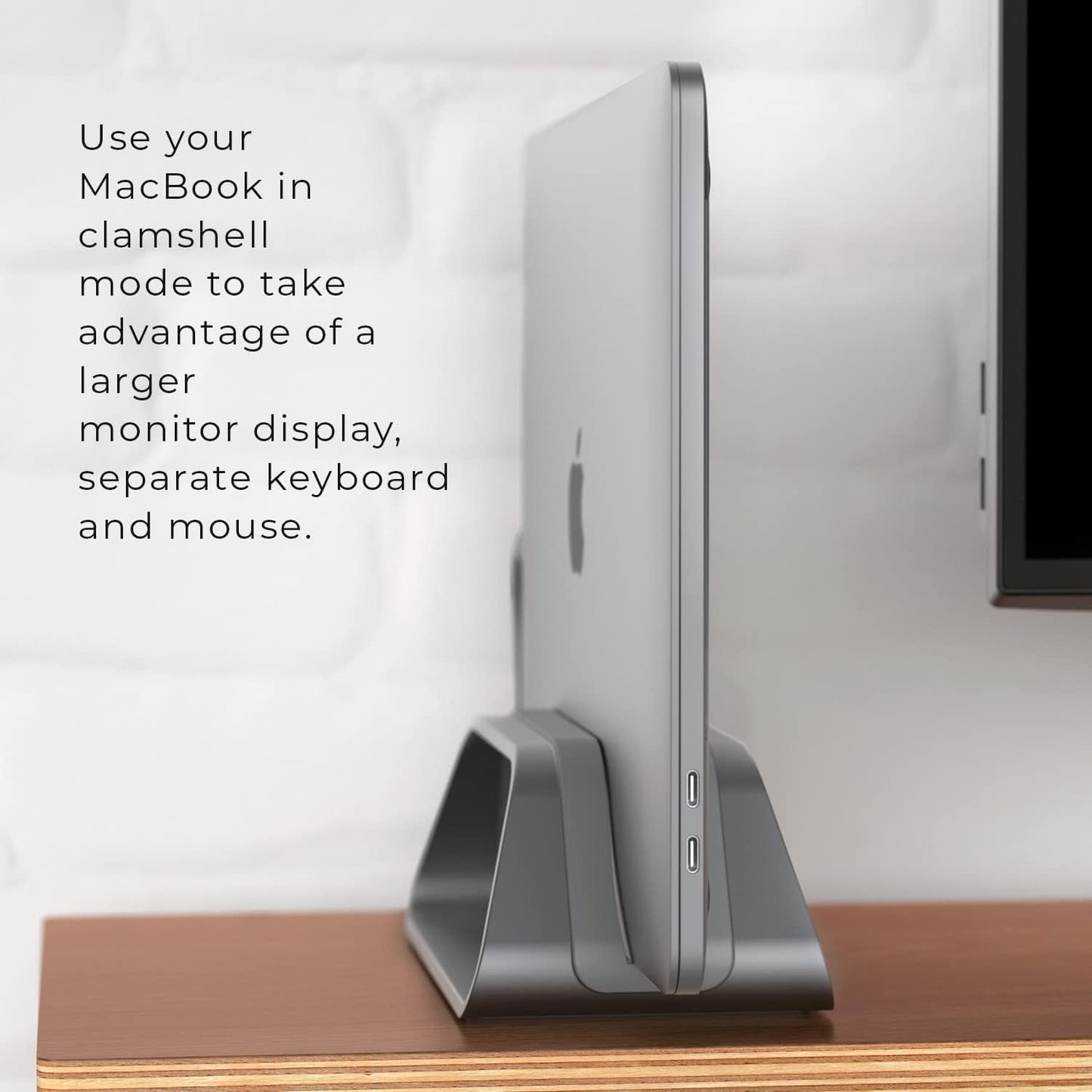 HumanCentric -  Aluminum Vertical Laptop Desk Stand/Holder for Macbook, Macbook Pro , Macbook Air , Space Gray - Serious Techies