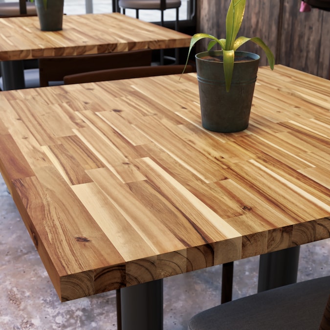Sparrow Peak - Natural Grain 6-Ft X 39-In X 1.5-In Honey Stained Acacia Wood Butcher Block Countertop - Serious Techies