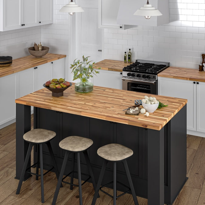Sparrow Peak - Natural Grain 6-Ft X 39-In X 1.5-In Honey Stained Acacia Wood Butcher Block Countertop - Serious Techies